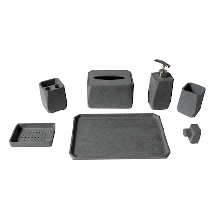 Alfi Brand 7 Piece Solid Concrete Gray Matte Bathroom Accessory Set ABCO1023